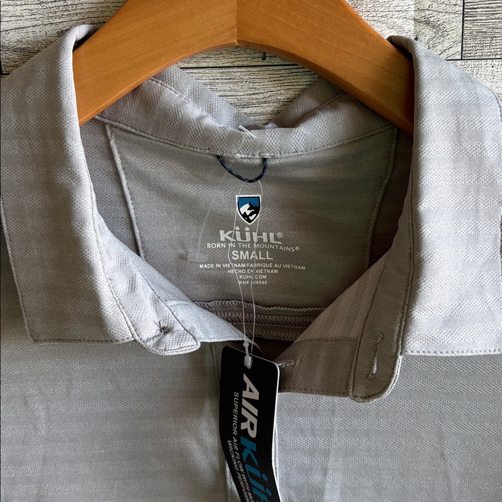 KUHL Polo Shirt Men's Small AirKuhl Moisture-wicking Cloud Gray UPF50 NEW - Picture 4 of 8